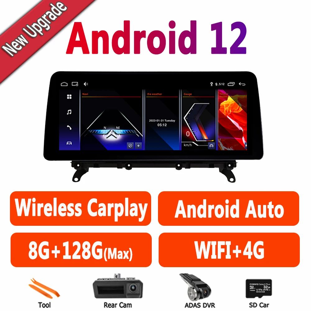 

Android 12 Autoradio Multimedia Player For BMW X3 F25 X4 F26 CIC NBT 2010-2017 Carplay 4G WIFI GPS Navi 1920*720P Touch Screen