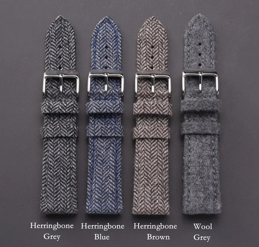 Ремешок из твида для наручных часов в елочку натуральной шерсти - купить по