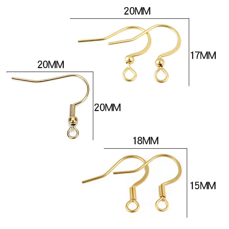 20-50pcs/lot Stainless Steel Hypoallergenic Earring Hook Clasps Earwire With Ear Findings Supplies For Jewelry Making DIY - купить по