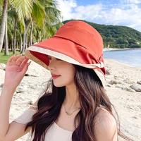 fashion bow bucket hat for women summer beach sun hats outdoor casual cap wide fisherman hat uv proof sun protection hat 2022