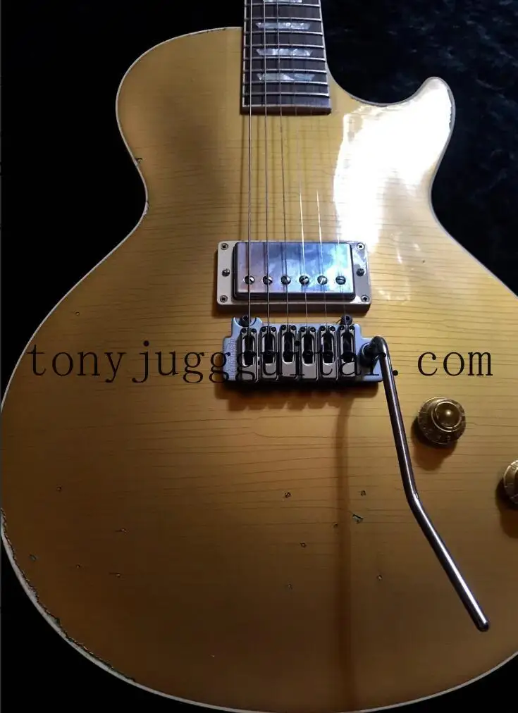 

Joe Perry Gold Rush Axcess Aged Relic Antique Goldtop Electric Guitar Korean Tremolo Bridge, Single Humbucker,Free Shipping