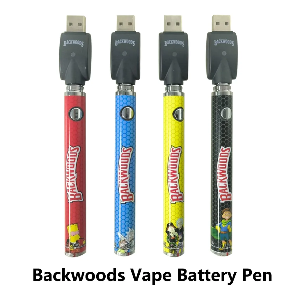 

10pcs/lot Backwoods Vape Battery Pen 1100mAh 3.3V-4.8V Ajustable Voltage 510 Thread Preheating Battery Pen With USB Charger