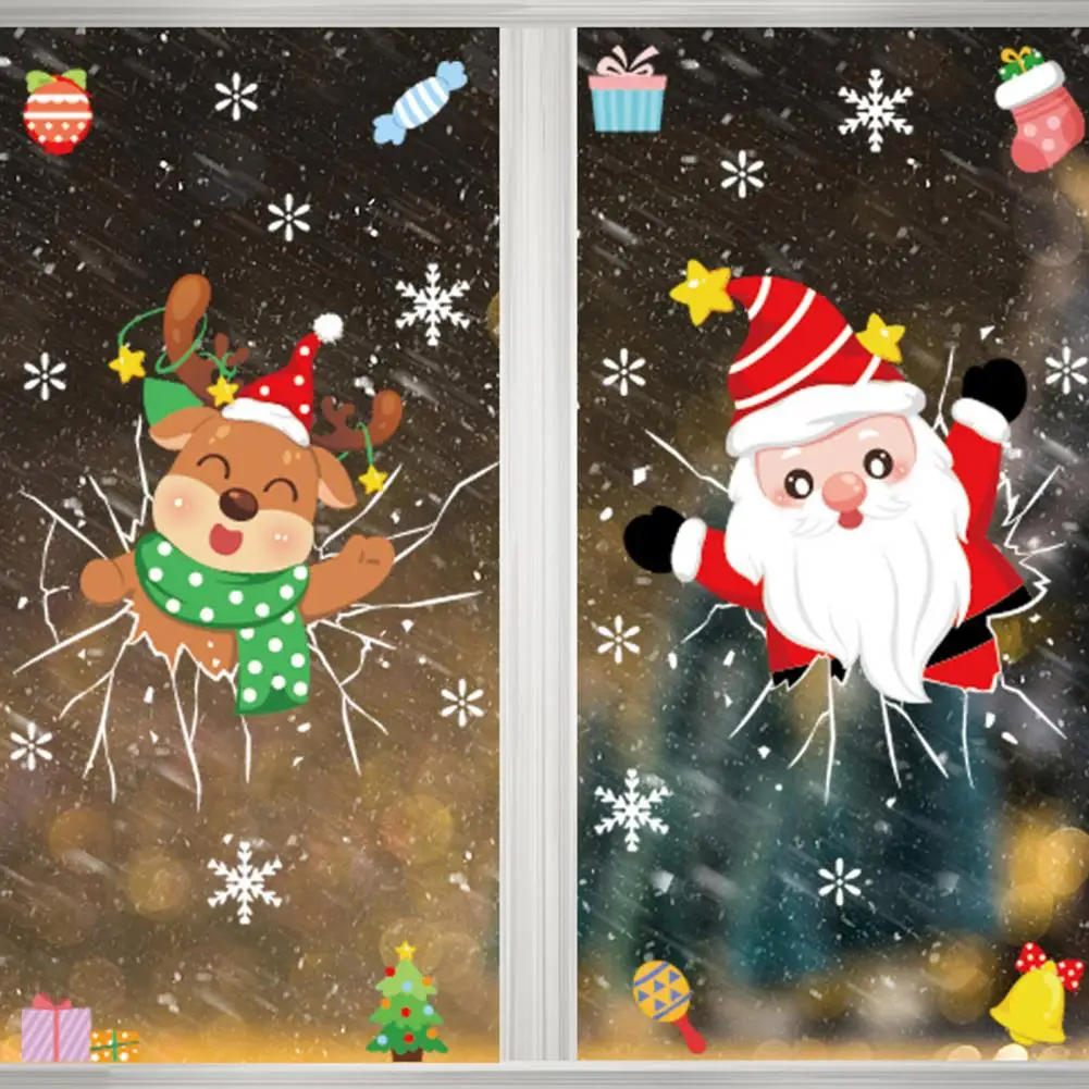 

Xmas Window Cling Removable PVC Xmas Shopping Mall Window Stickers Christmas Stickers Xmas Electrostatic Sticker 2Pcs/Set