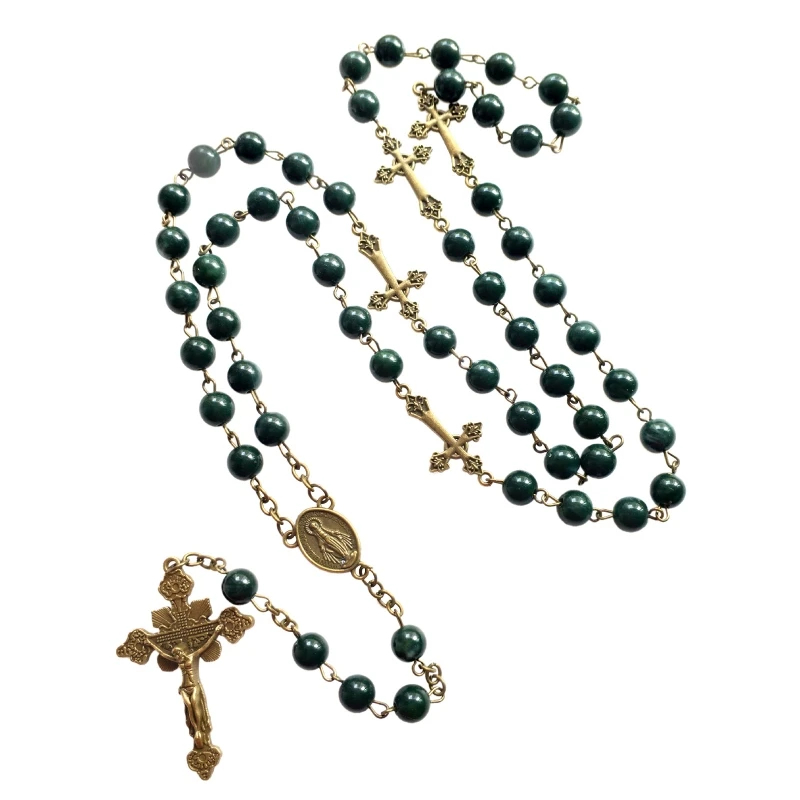 

8mm Round Beads Red Green Necklace Pearl Beads Rosary Necklace for Women Men