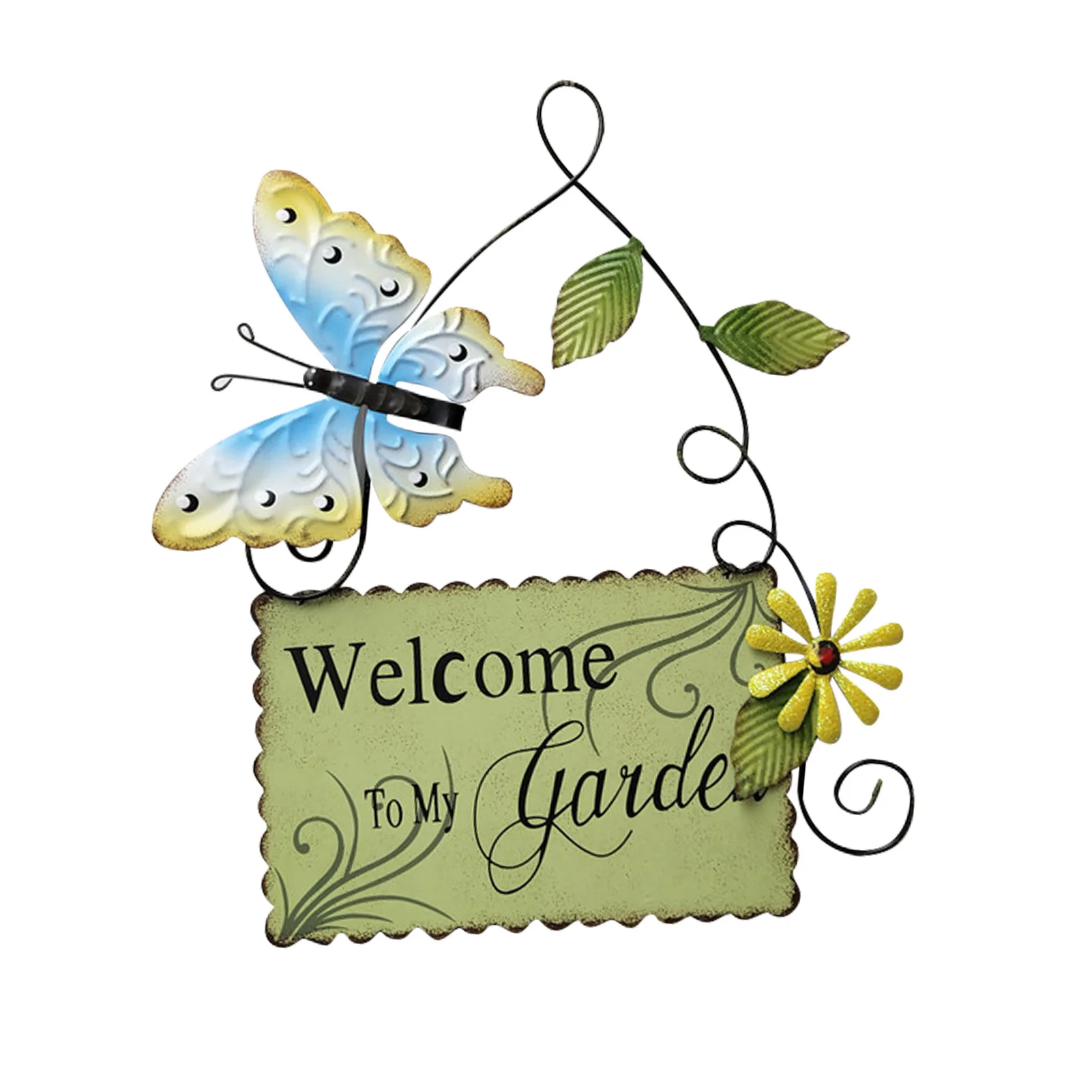 

Home Indoor Door Plaque Iron Art Cafe Flower Welcome Signs Hanging Wall Porch Gift Garden Bar Ornaments