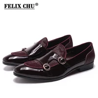 felix chu mens wedding loafers gentlemen party dress shoes patent leather with horse hair casual monk strap formal shoes for men