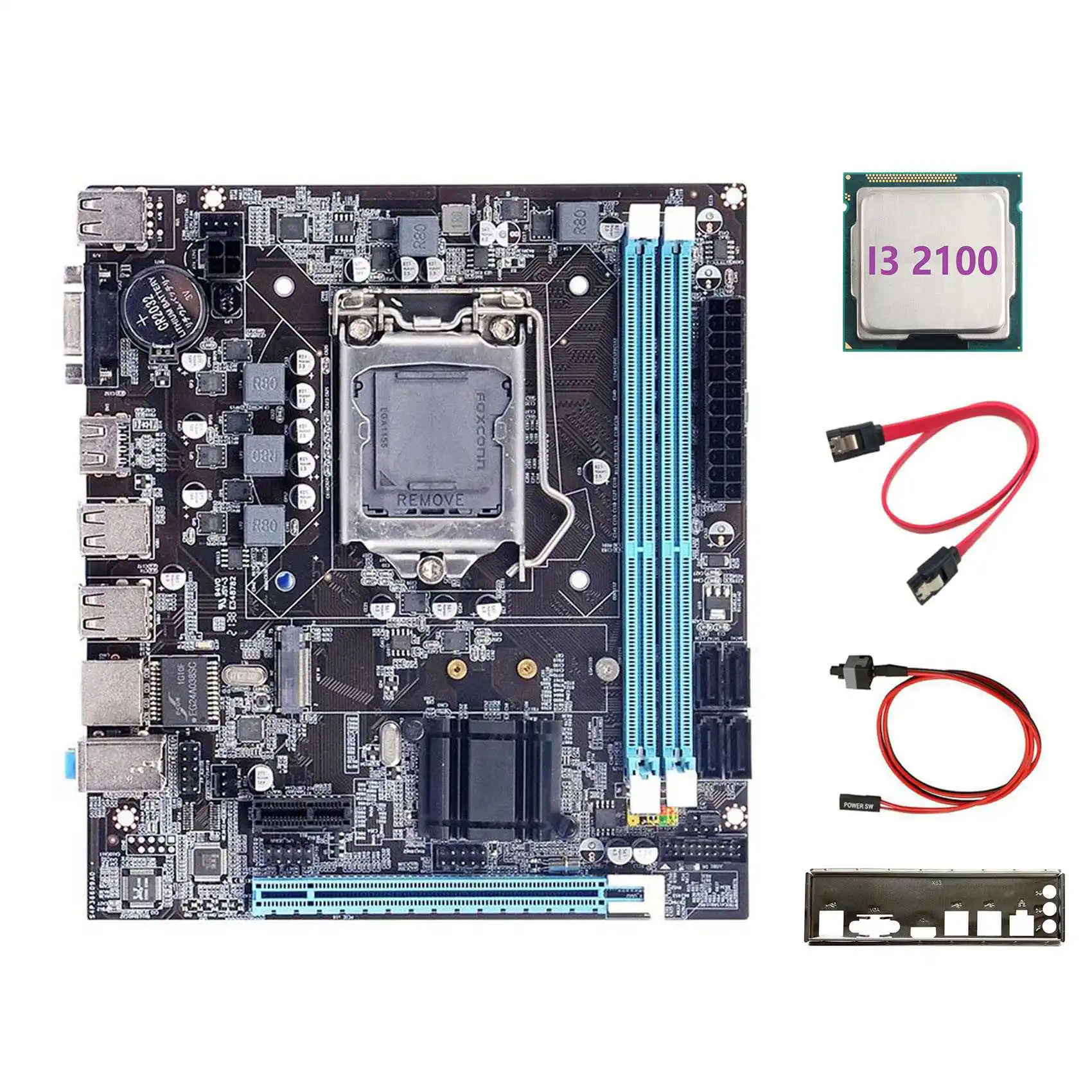 

H61 Motherboard+I3 2100 CPU+SATA Cable+Switch Cable+Baffle LGA1155 M.2 NVME DDR3 for Office for PUBG CF LOL Motherboard