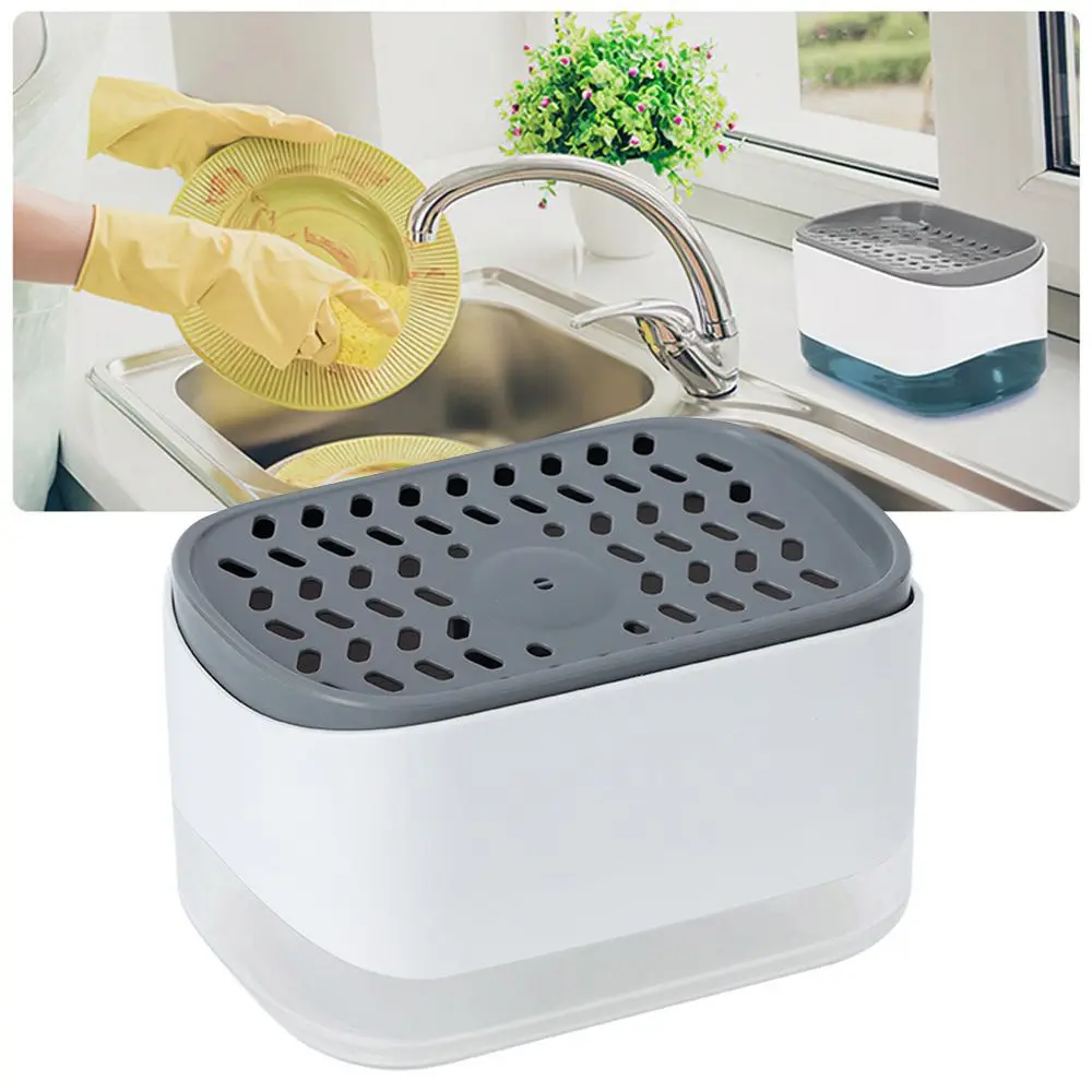 

Convenient Kitchen Press-type Cleaning Supplies Scrubber Holder Detergent Soap Box Soap Dispenser Sponge Case