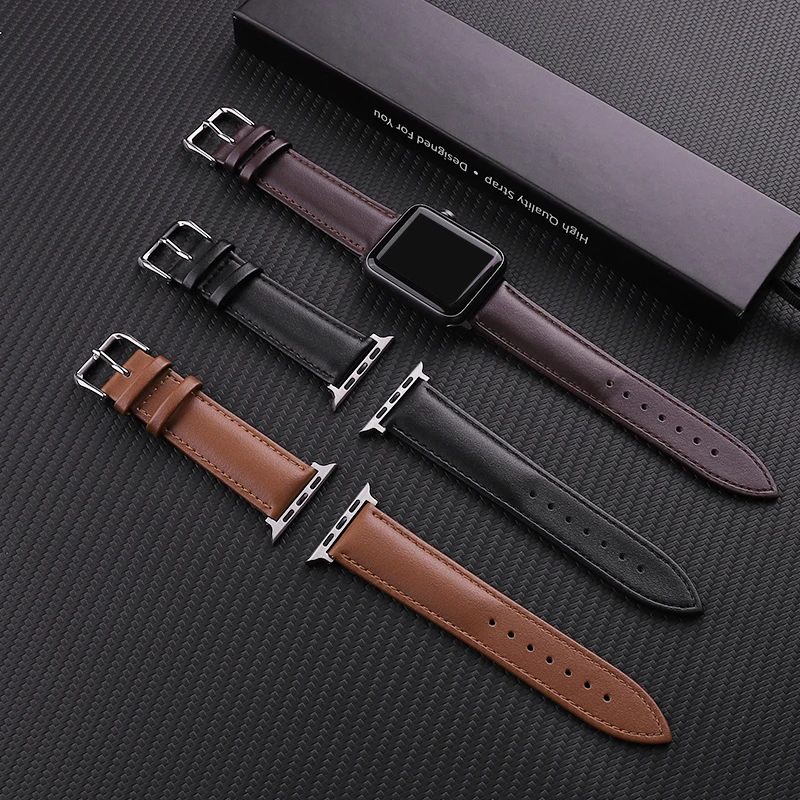 

High Quality Leather Loop Band for IWatch 40mm 44mm Sports Strap Band for Apple Watch 42mm 38mm Series 3 4 5 6 SE 7 41MM 45MM