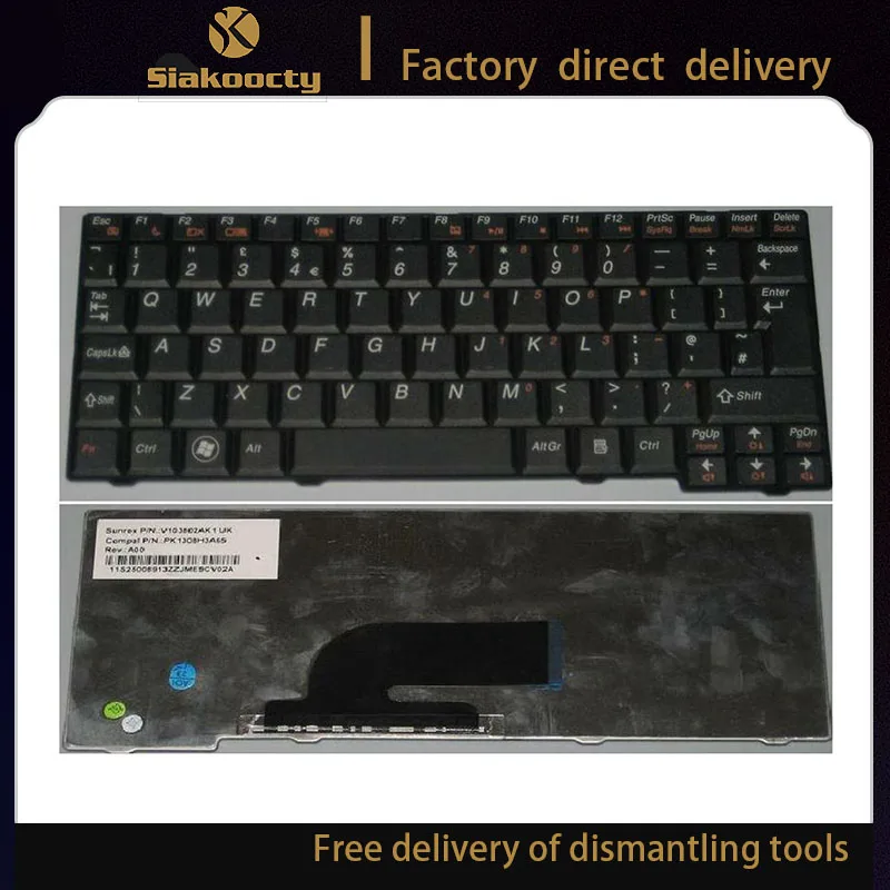 

Siakoocty for Keyboard uk/qwerty keyboard ibm lenovo s10-2 v103802ak1, p/n: pk1308h3a65 black