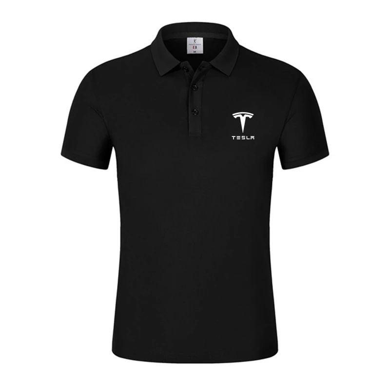 

2023 Summer Men's Sports Golf Shirt Quick Dry Breathable Polo Shirt Polyester/Spandex Short Sleeve Top Wear Tesla Men's T-Shirt