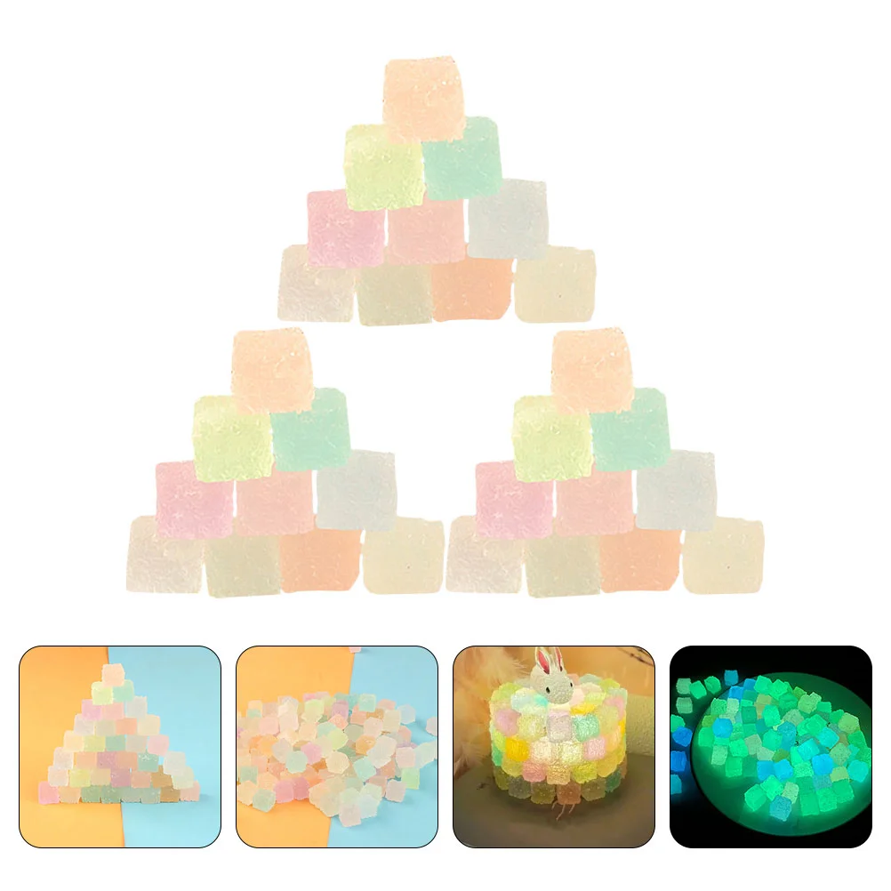 

Dollhouse Food Accessories Miniature Luminous Sugar Cube Colorful Fake Candy Glow The Dark Pretend Food Toys Simulation Dessert