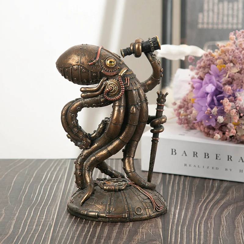 

Gothic Home Decor Steampunk Vintage Style Mechanical Traveller Octopus Statue Resin Figurines Desk Decoration Sculpture Crafts