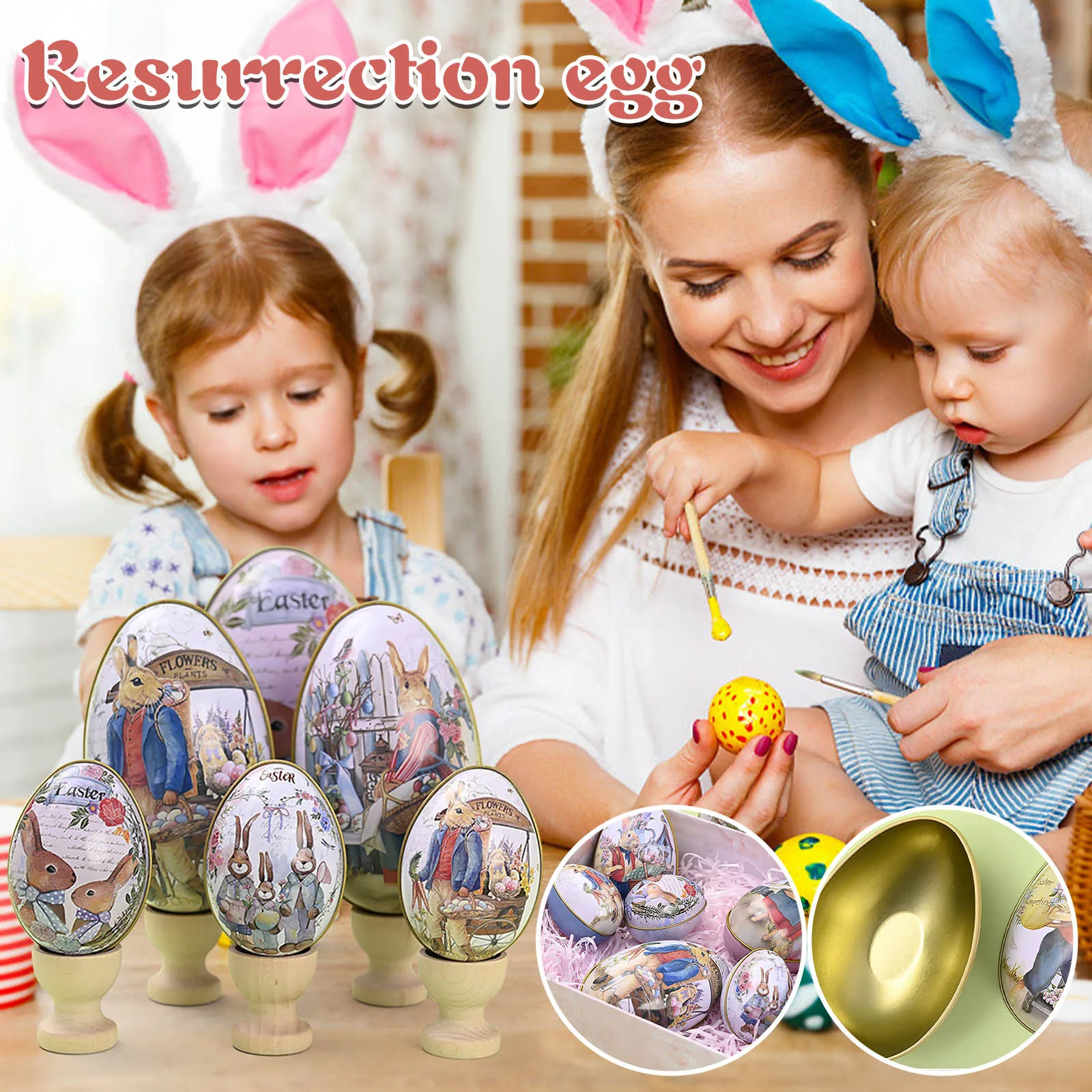 

Цепочка для подвесной лампы, пасхальные украшения, пасхальные жестяные яйца, цветные кролики, железные и рождественские украшения, маленьк...