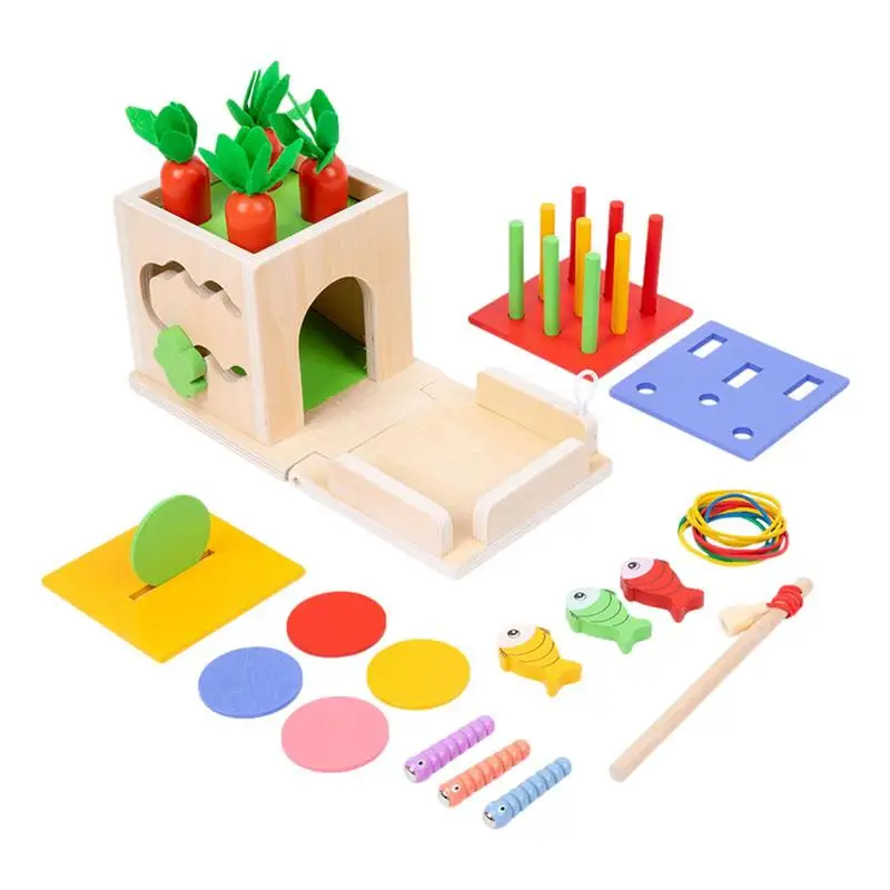 

Wooden Carrot Harvest Game Magnetic Fishing Catching Worm Game STEM Fine Motor Skills Toys Montessori Preschool Learning Toys