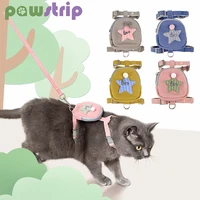 cat chest strap leash set with backpacks anti escape pet chest harness adjustable small cats dog collar leash walking cat rope