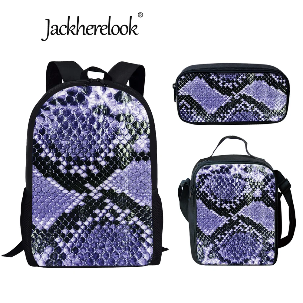 Jackherelook синий и черный змеиный принт 3 шт./компл. для детей мальчиков девочек модные школьные сумки студенческий рюкзак лучшие подарки Mochila