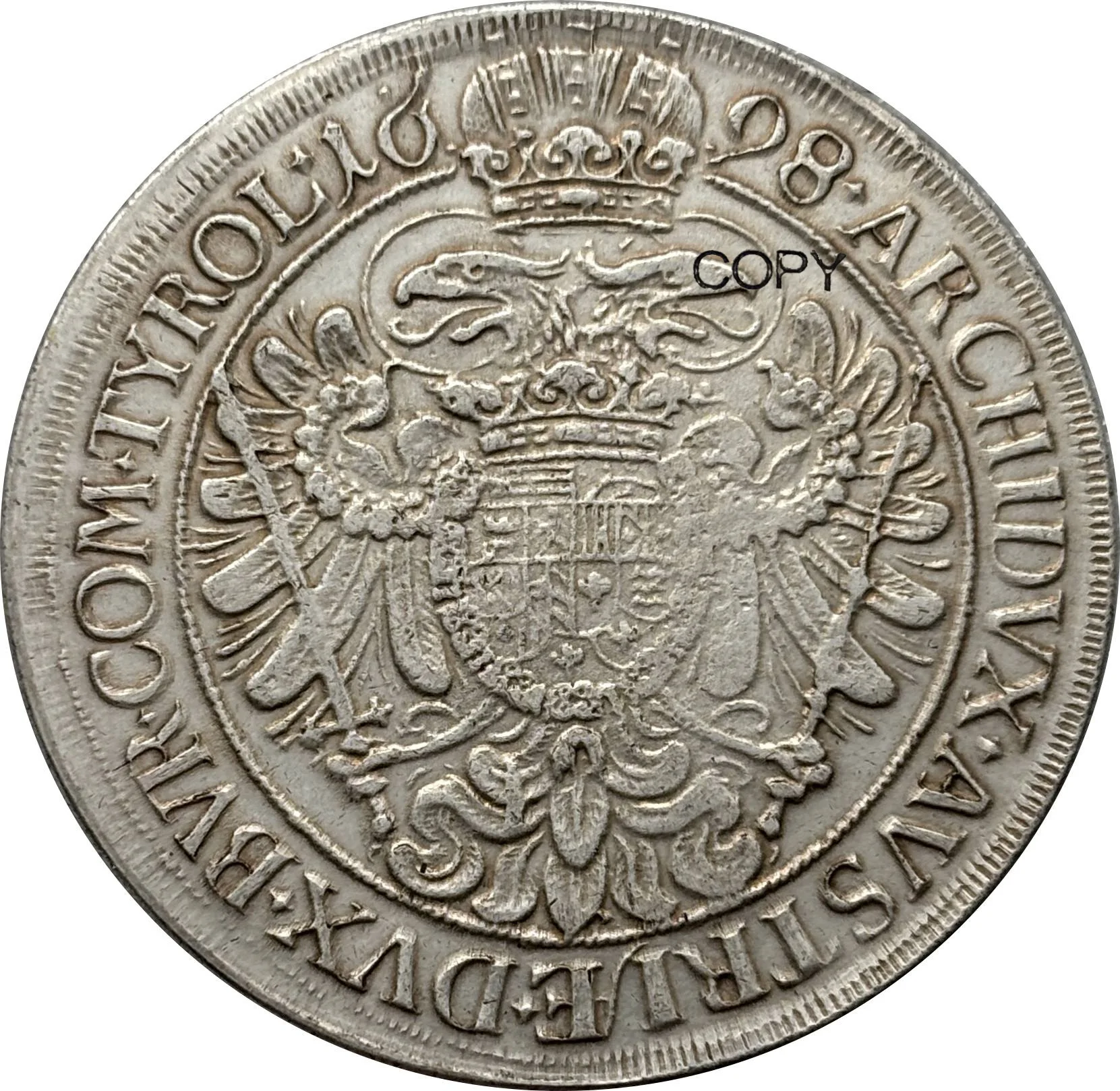 Австрийская империя 1698 One 1 Thaler Leopold I Vienna Посеребренная копия памятной монеты