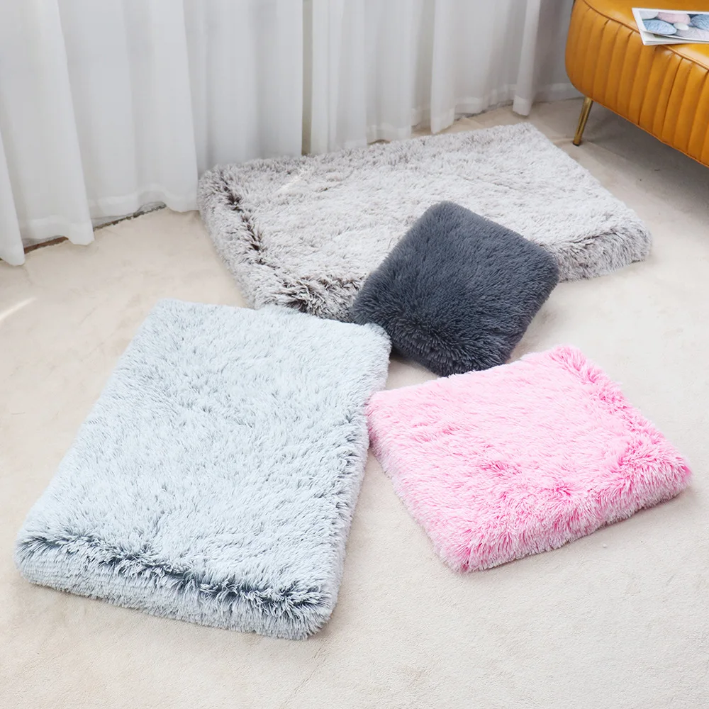 Long Plush Dog Bed Calming Cat Pet Mattress with Removable Washable Cover Memory Foam Mat Crate Non-Slip Bottom | Дом и сад
