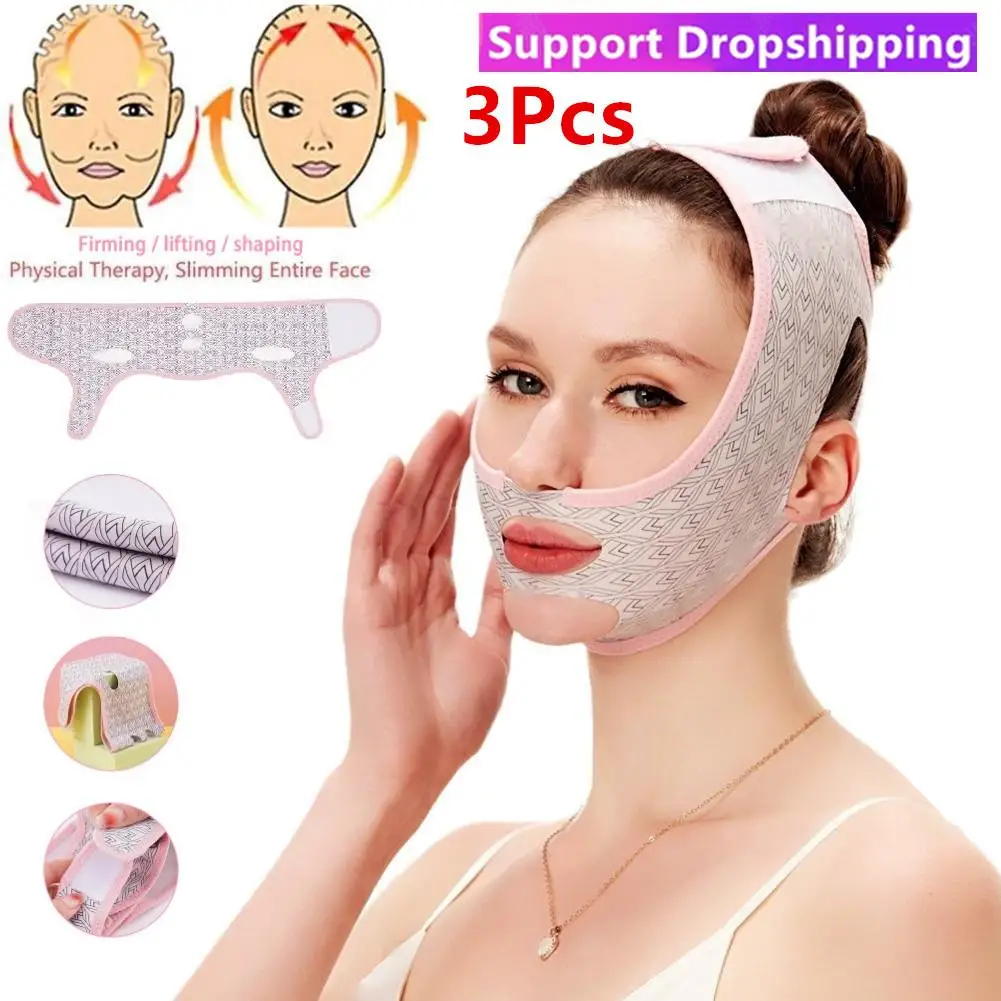 

3 шт. бандаж для похудения лица V-образный вырез для щек ремешок для массажа ремешок расслабляющая маска для подтяжки лица скульптурная маска для сна
