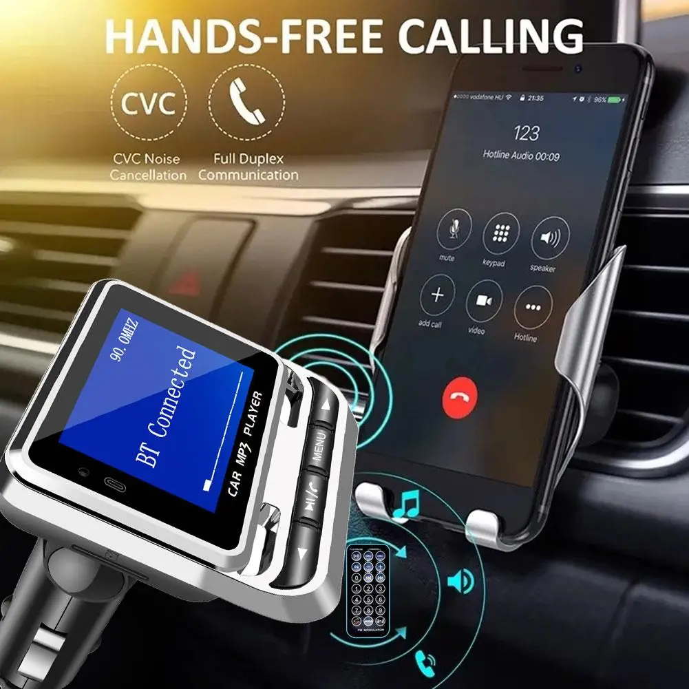 

FM-трансмиттер автомобильный с поддержкой Bluetooth и mp3-плеером, 1,4 дюйма