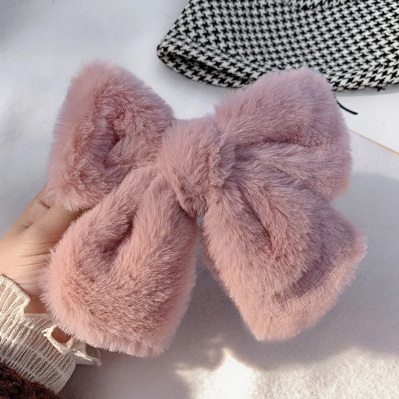 New Bow Clip Back Head Hairpin Gentle Style Female Furry Spring Clip Headdress Gift images - 6