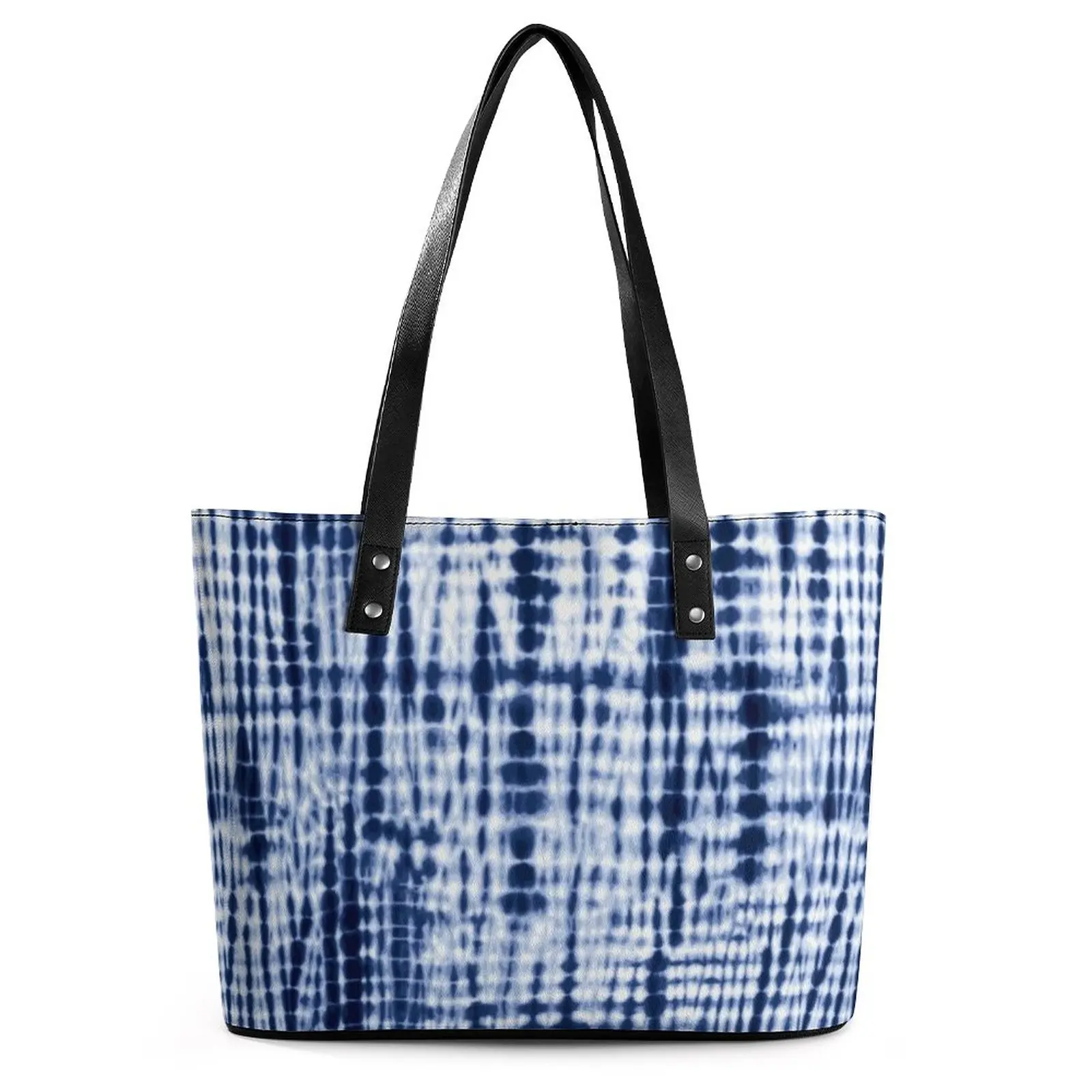 

Blue Tie Dye Handbags Artistic Vintage Print Funny Shoulder Bag Outdoor PU Leather Tote Bag Top-Handle Designer Shopper Bags