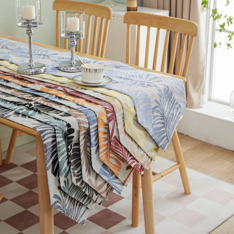 

Table Runner Leaves Pattern Modern Nordic Style Table Flag Bed Banner Coffee Tablecloth Home Party Wedding Table Decoration