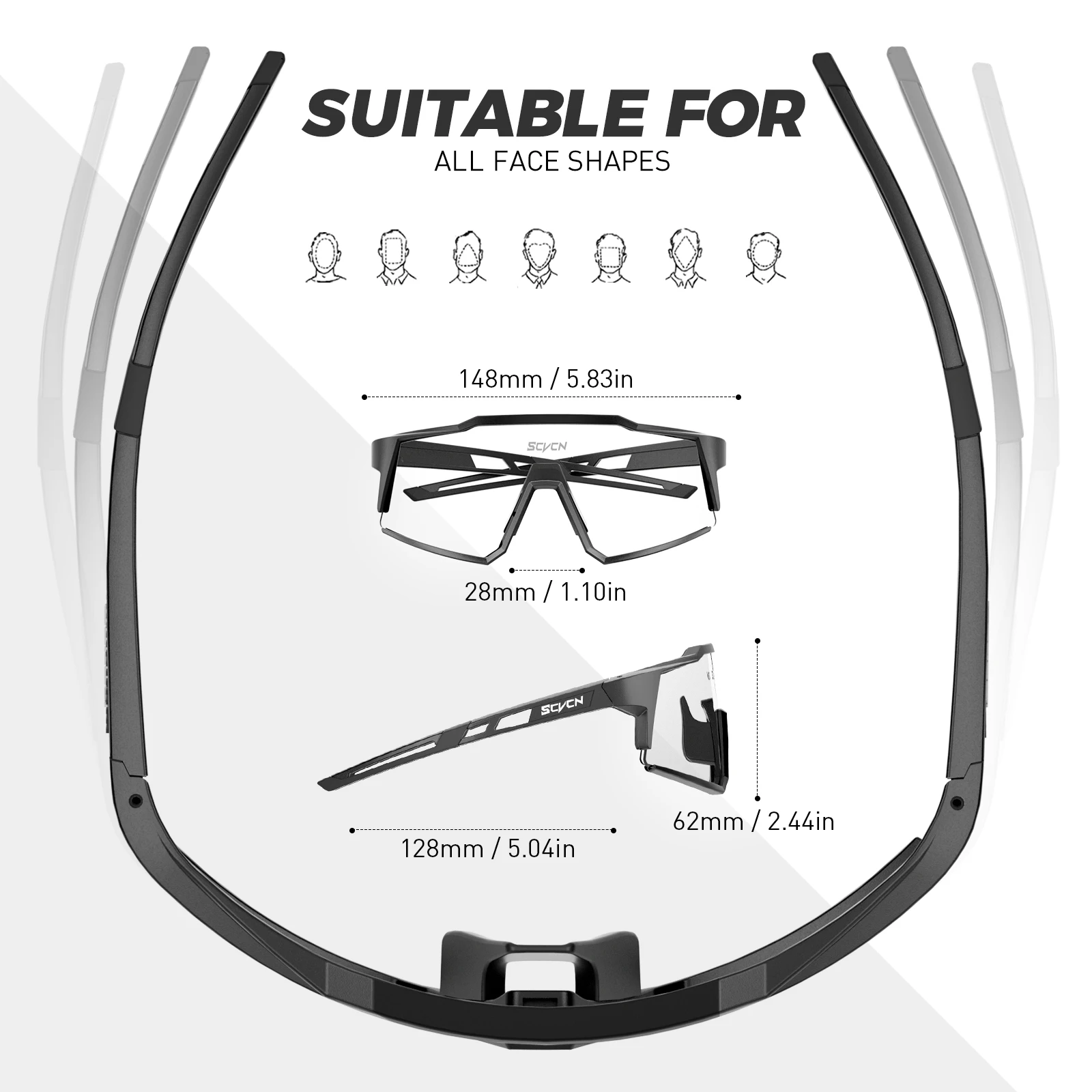 Фотохромные Велосипедные Солнцезащитные Очки Для Мужчин Защита UV400+ Оправа TR-90