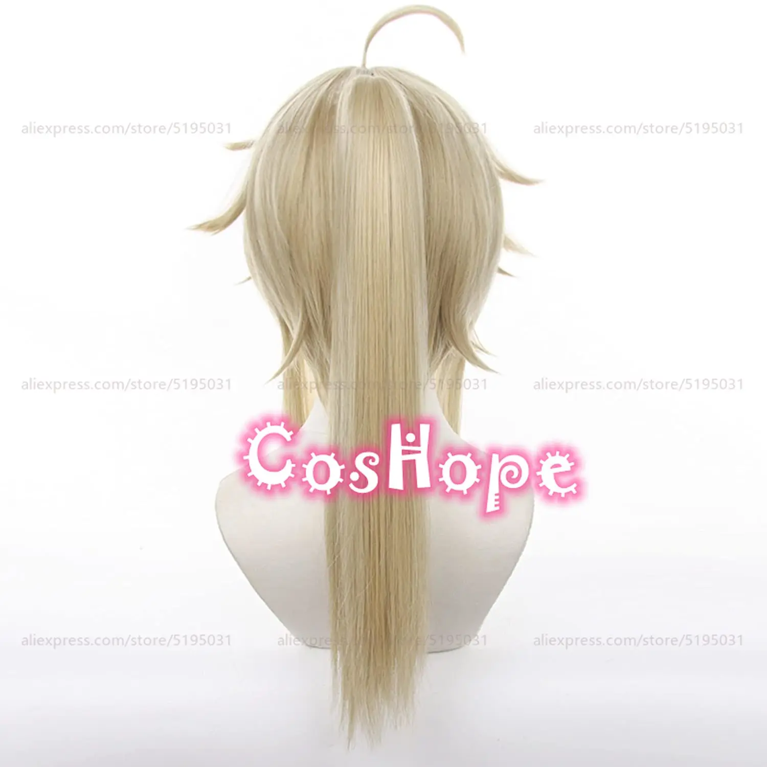 Парик для косплея Yanqing льняной термостойкий длиной 50 см с конским хвостом