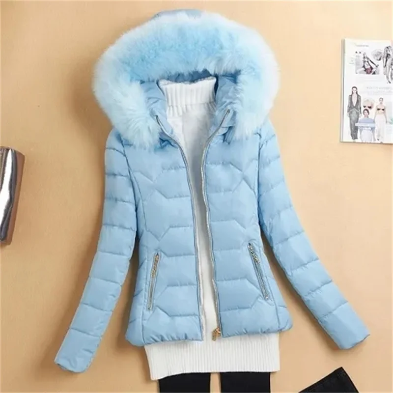 

Winter Down Cotton Jacket Women's Short Coat 2022 New Faux Fur Collar Hooded Parker Thicke Warm Cotton Clothes Student Coat 3XL