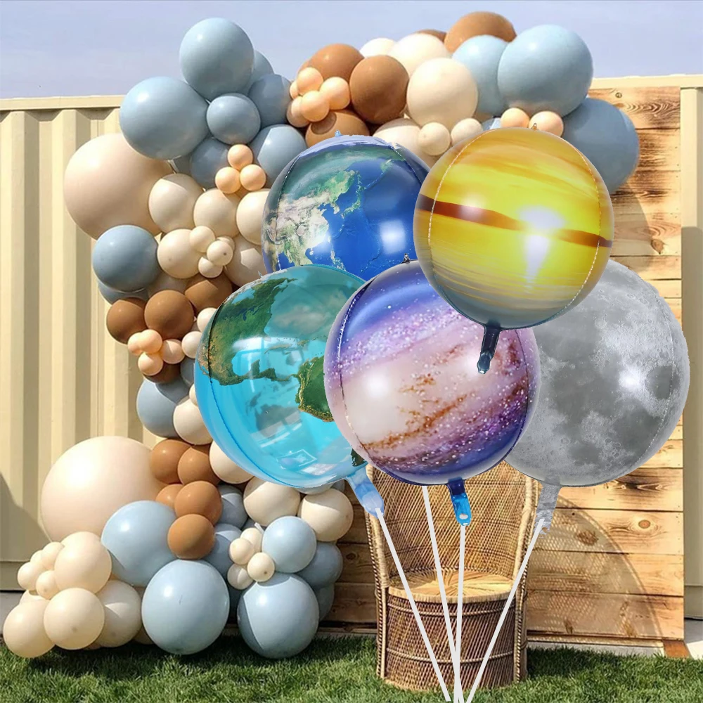 

5/20pcs 22Inch 4D Sphere Outer Space Balloons World Map Galaxy Planet Earth Space Theme Balloon Birthday Decorations