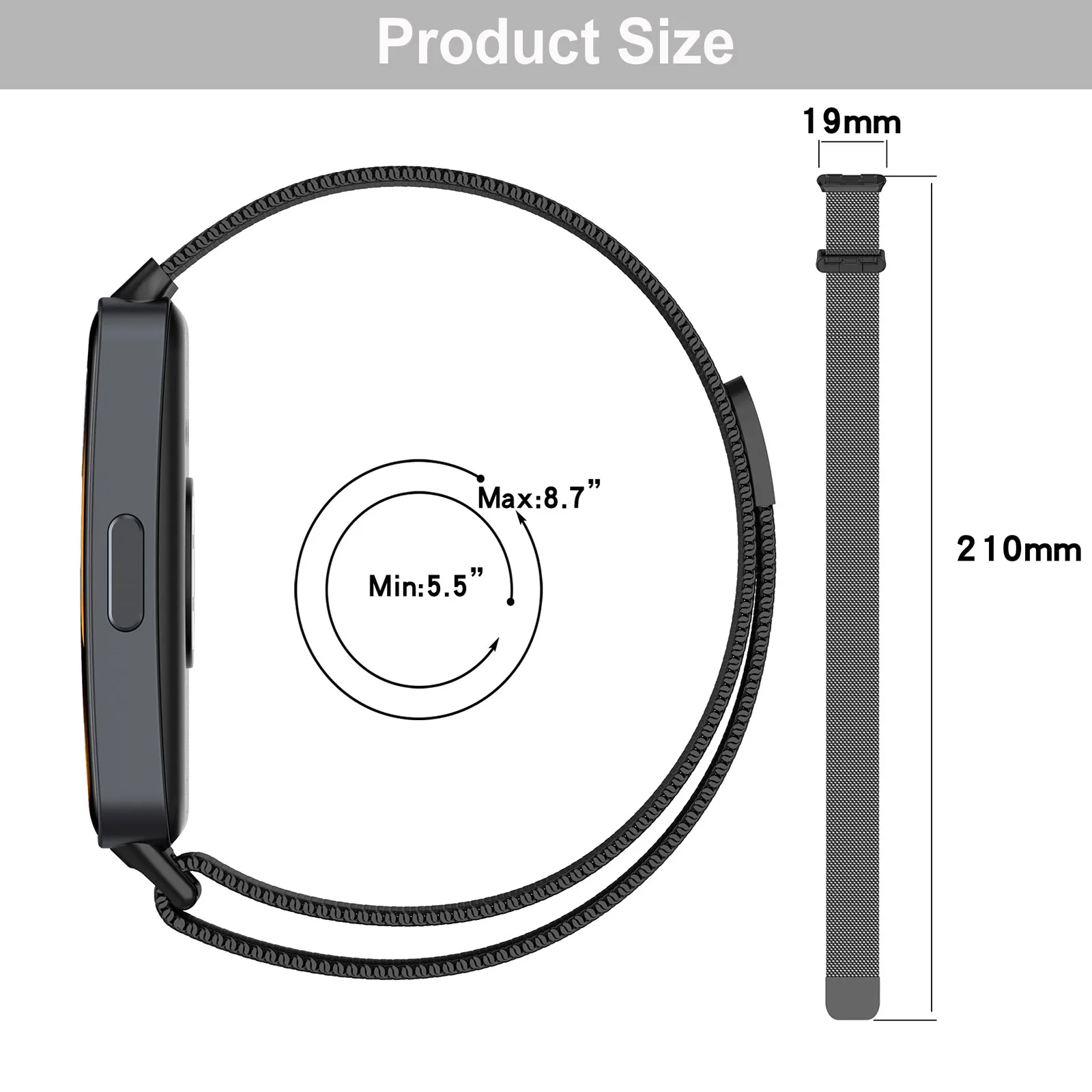 Металлический ремешок-петля Milanese Loop для Huawei Band 1111 Pro, магнитный браслет-ремешок, аксессуар для смарт-браслетов Huawei Smart Band 10, 9, 8 (art.: 3920d8f96ded2) - 3920d8f96ded2