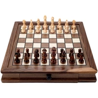 walnut magnetic chess checkershigh end children chess for travel box drawerspecial gift