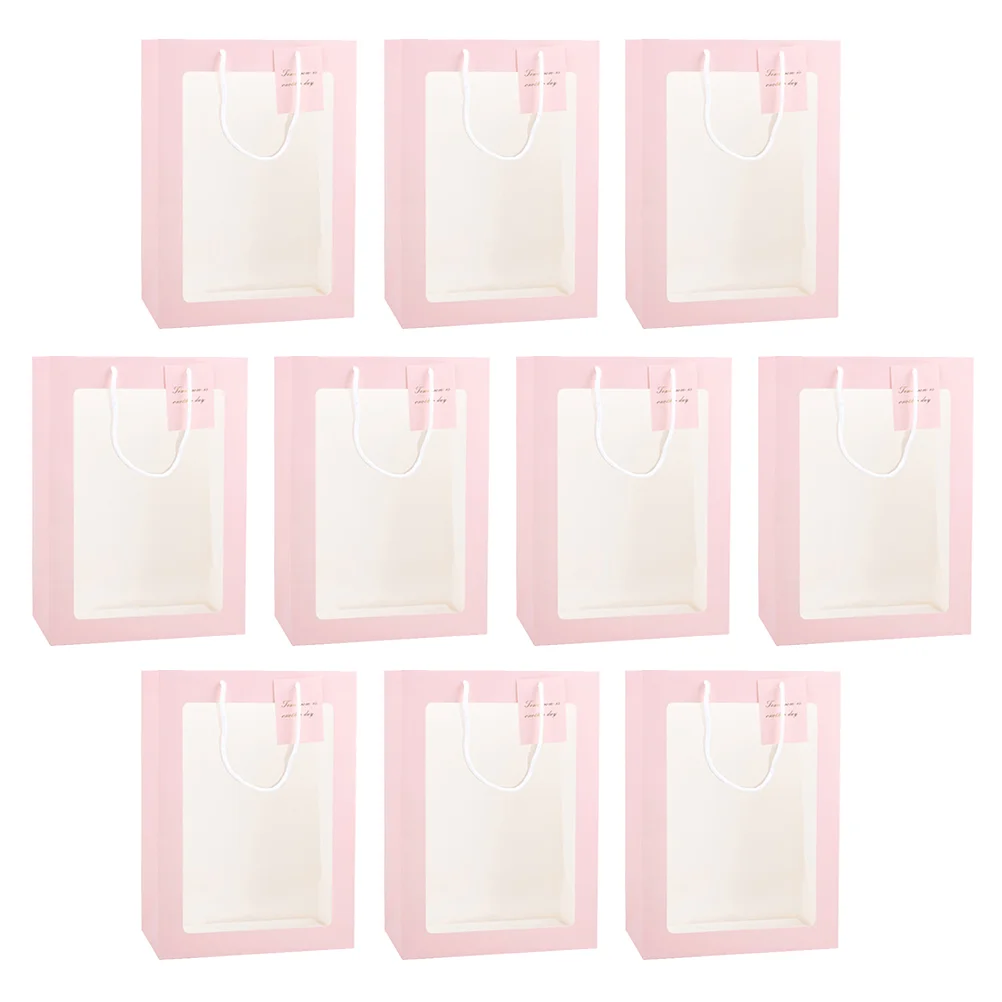 

Bouquet Flower Gift Paper Window Floral Kraft Party Day S Handle Clear Mother Bridal Shower Birthday Transparent Handbag Storing