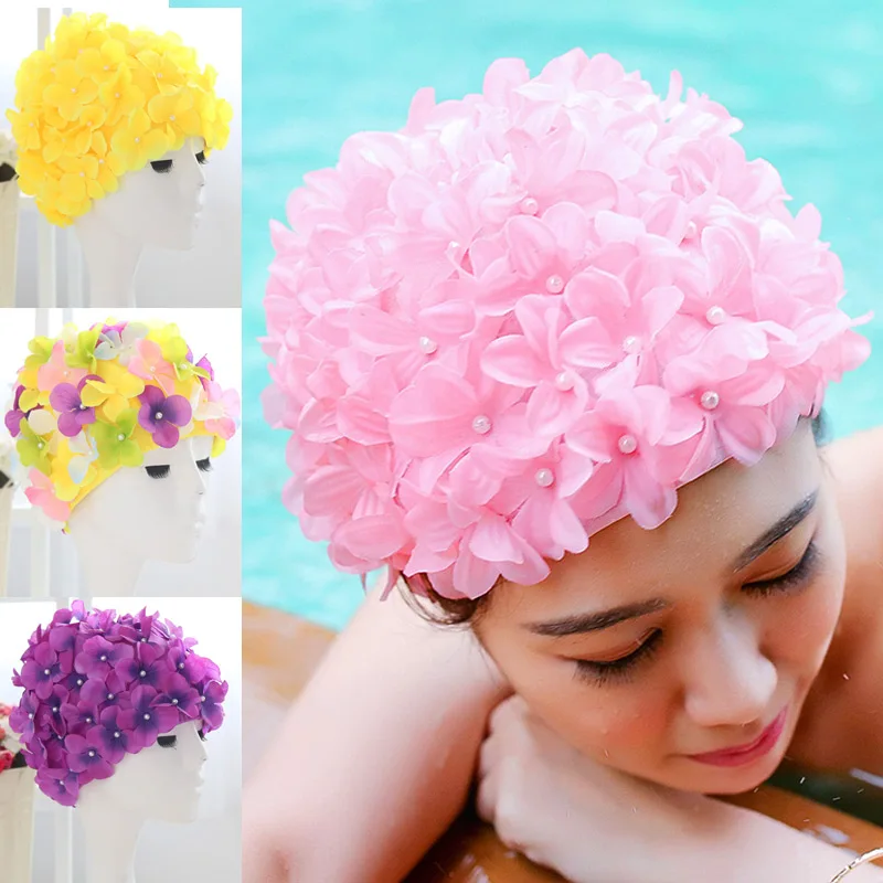 

Women Petal Swim Hat Flowers Design Bath Cap Ladies Swimming Cap Swim Pool Hat Swimming Cap Nylon Turban Swim Pool Hat