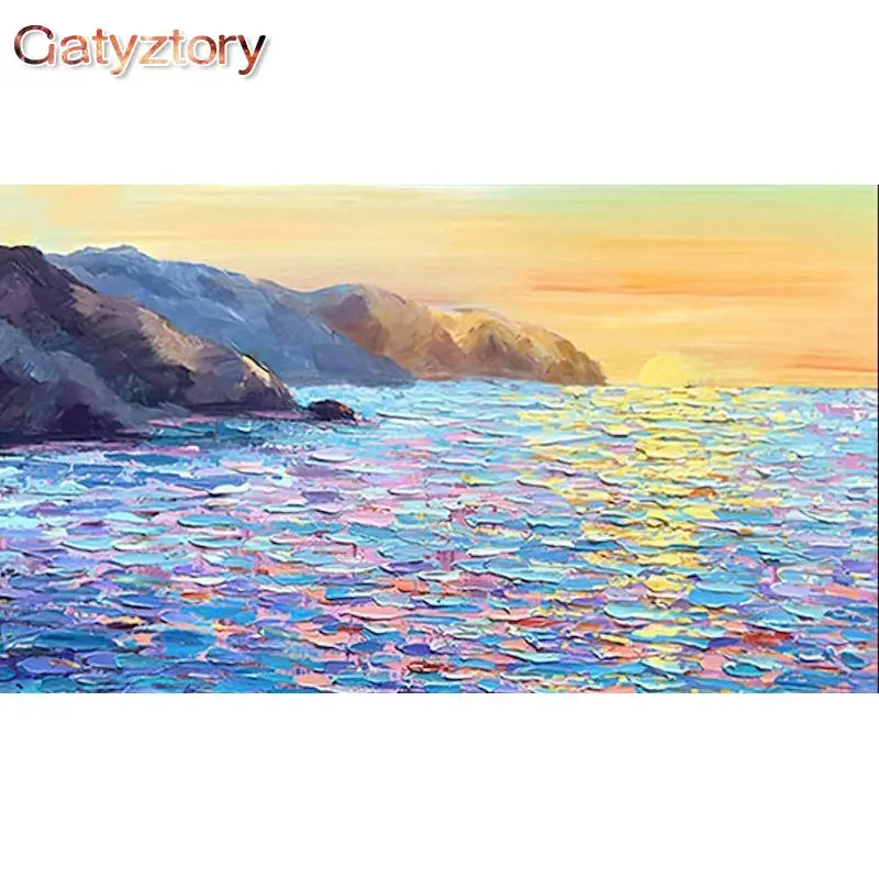 

GATYZTORY Frame Seacape DIY Painting By Numbers Handpainted Oil Painting On Canvas Home Decor Wall Art Picture Artwork 60x75cm