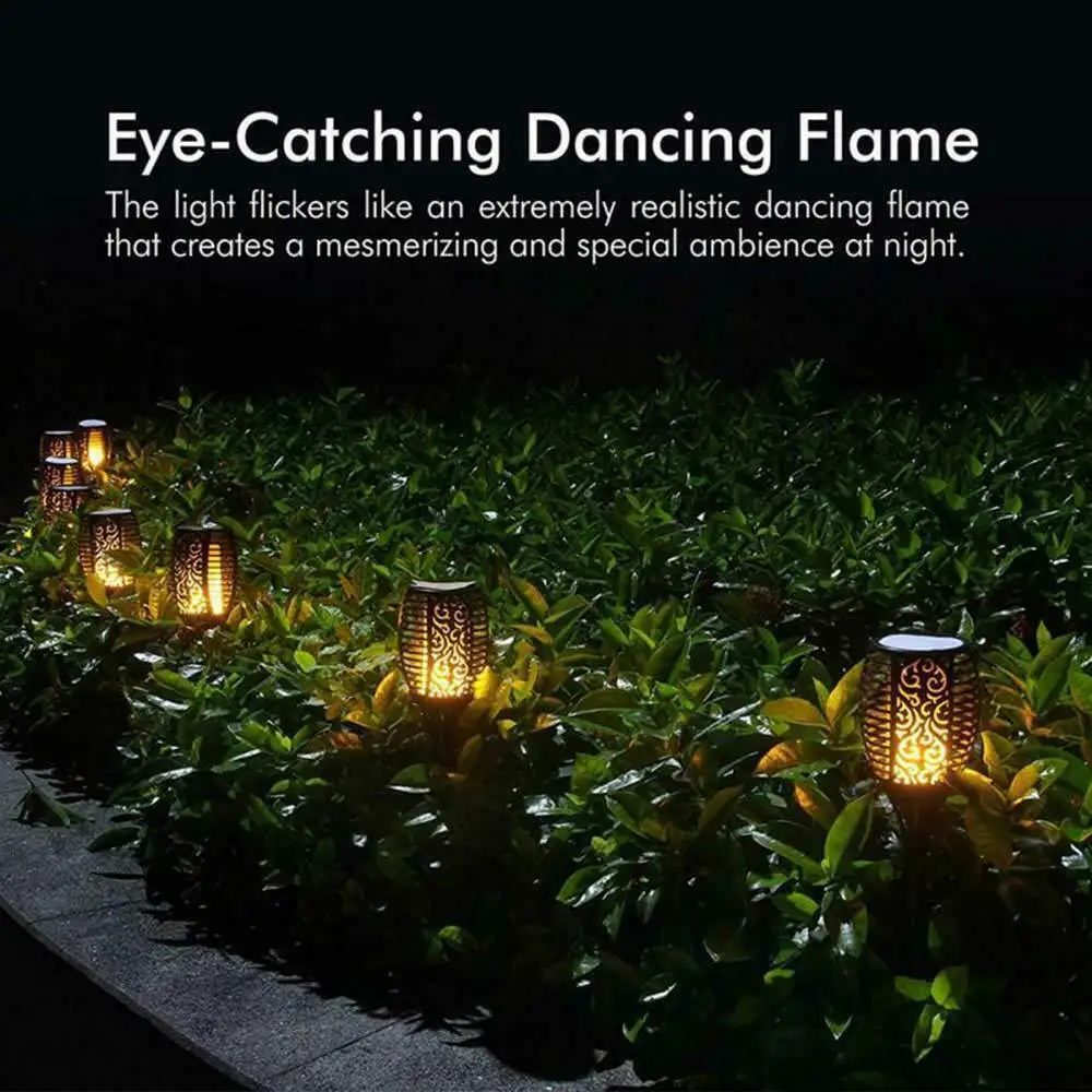 23 Inch 33 LED Solar Lamp Flame Light Outdoor Waterproof Garden Torch Lights Flickering Lanterns For Yard Street Patio Decoratio images - 6
