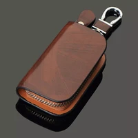 car key leather case simple smart remote key pouch holder zipper pouch key protector with free keychain interior accessories