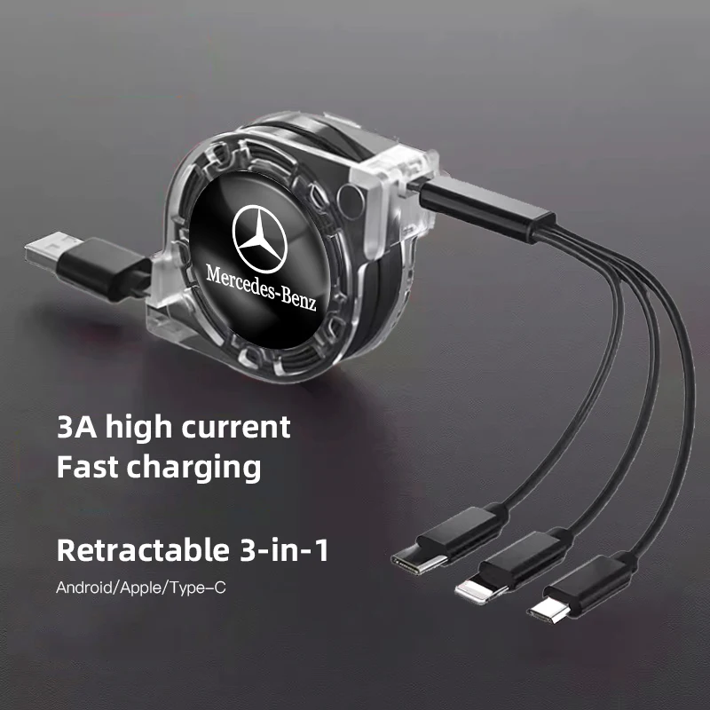 Зарядный кабель Micro USB Type C 3 в 1 мультизарядное устройство для Mercedes Benz AMG GLC W203 W206 W220