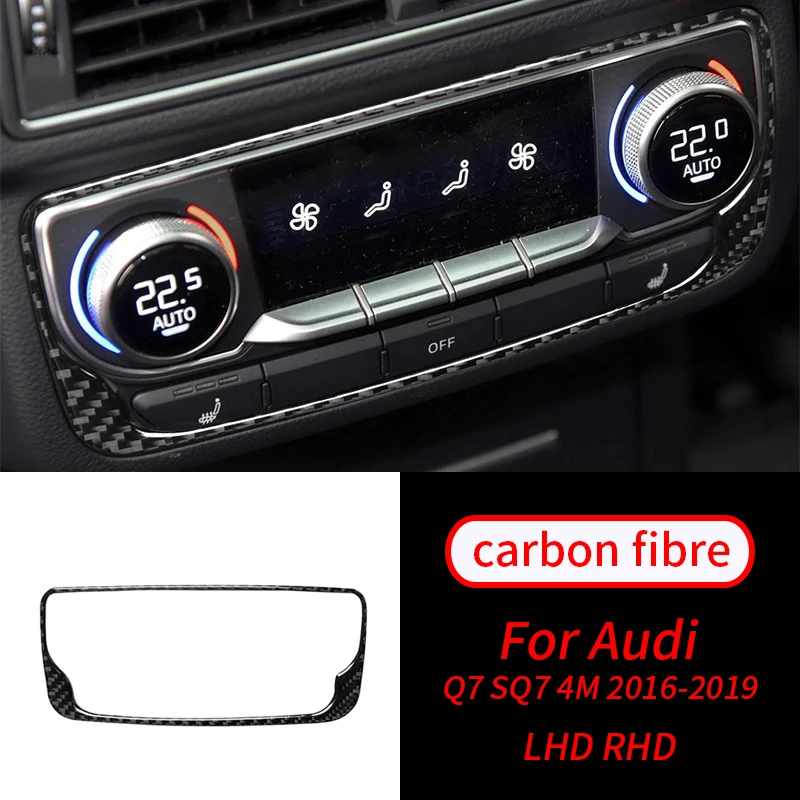 

For Audi Q7 SQ7 4M 2016-2019 Real Carbon Fiber Back Row Air Conditioning Panel Decals Cover Trim Car Interior Accessories