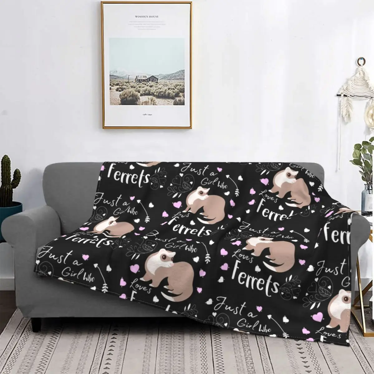 

Just A Girl Who Loves Ferrets Blanket Velvet Cute Ferret Lover Gift Multi-function Soft Throw Blankets for Sofa Office Bedspread