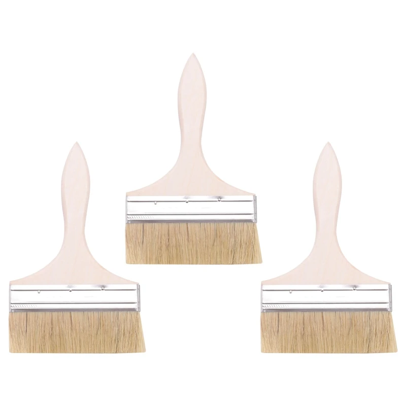 

3X 6 Inch Wide Bristle Hair Wooden Handle Paint Brush Wall Painting Tool