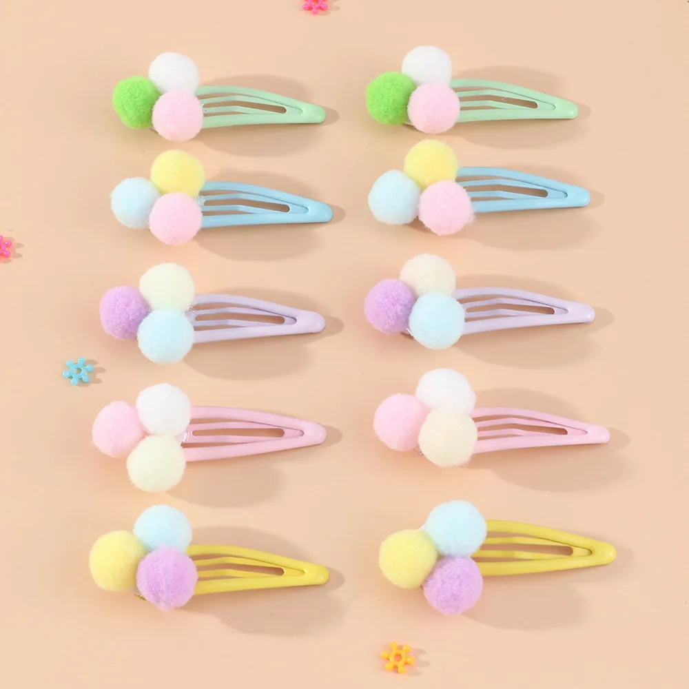 10 шт./комплект детские заколки для волос с помпоном |