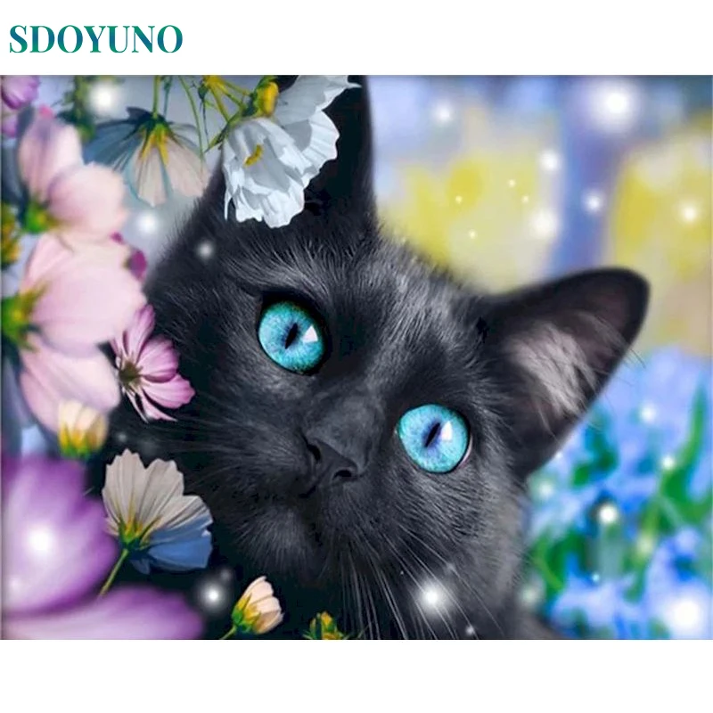 

SDOYUNO Painting By Numbers Animal For Drawing DIY Craft Cat Adults Coloring By Number With Frame On Canvas Picture Wall Art