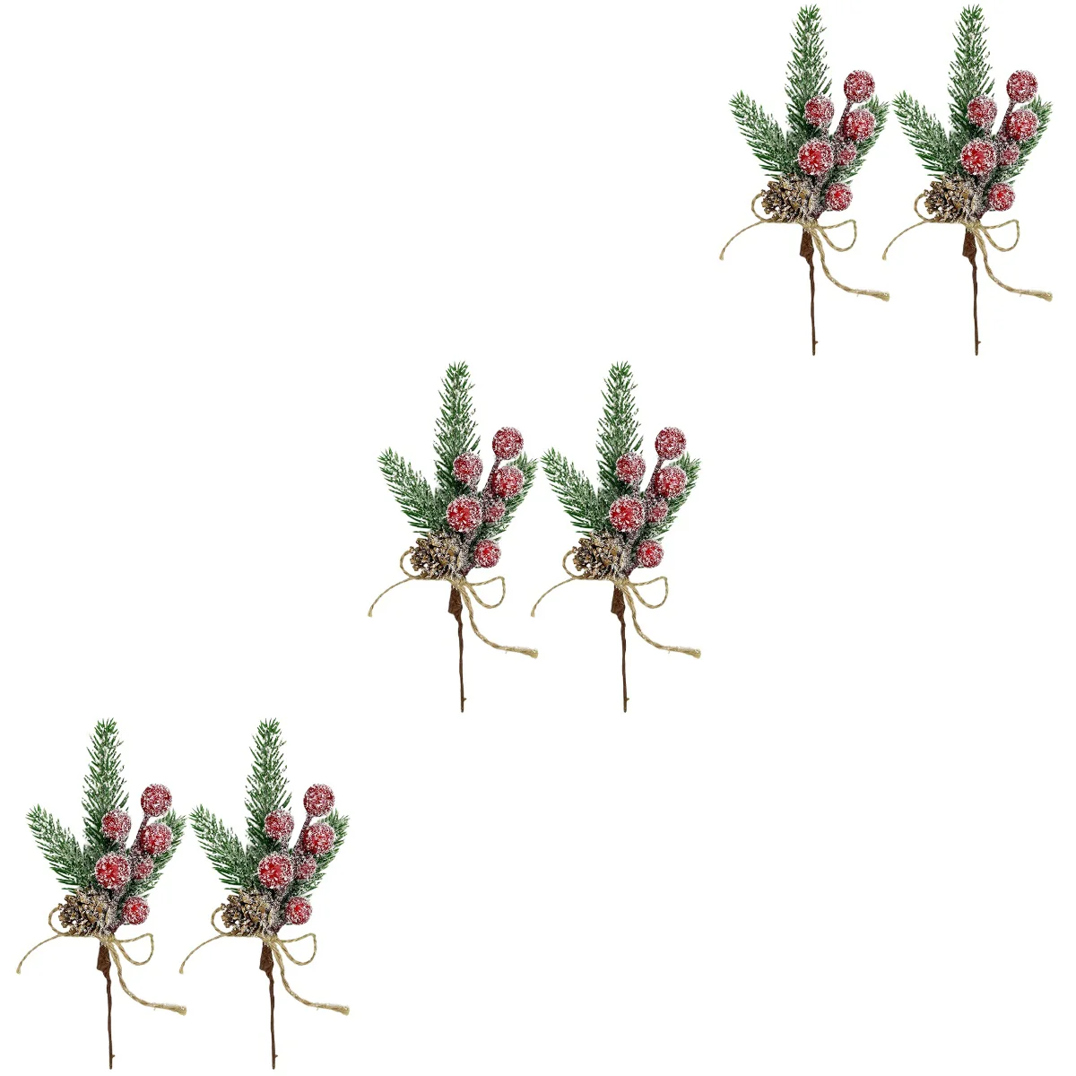 

6 Simulation Red Berry Pine Decoration Christmas DIY Wreath Accessories