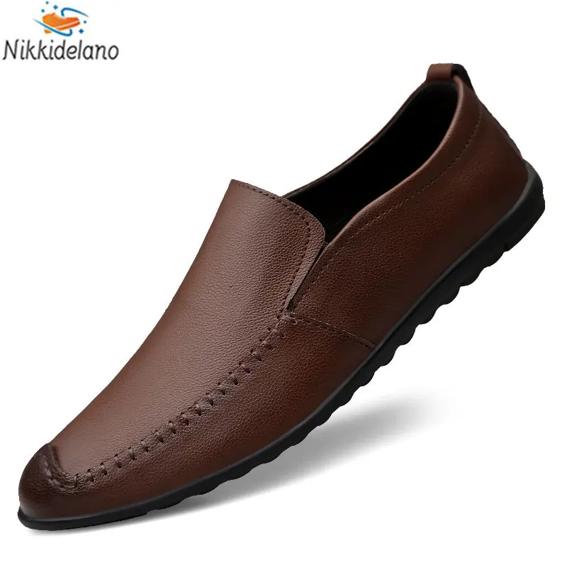 

Мужские кожаные туфли-оксфорды, коричневые деловые туфли на плоской подошве, классические туфли, роскошные брендовые мягкие лоферы, большие размеры, весна-осень 2023