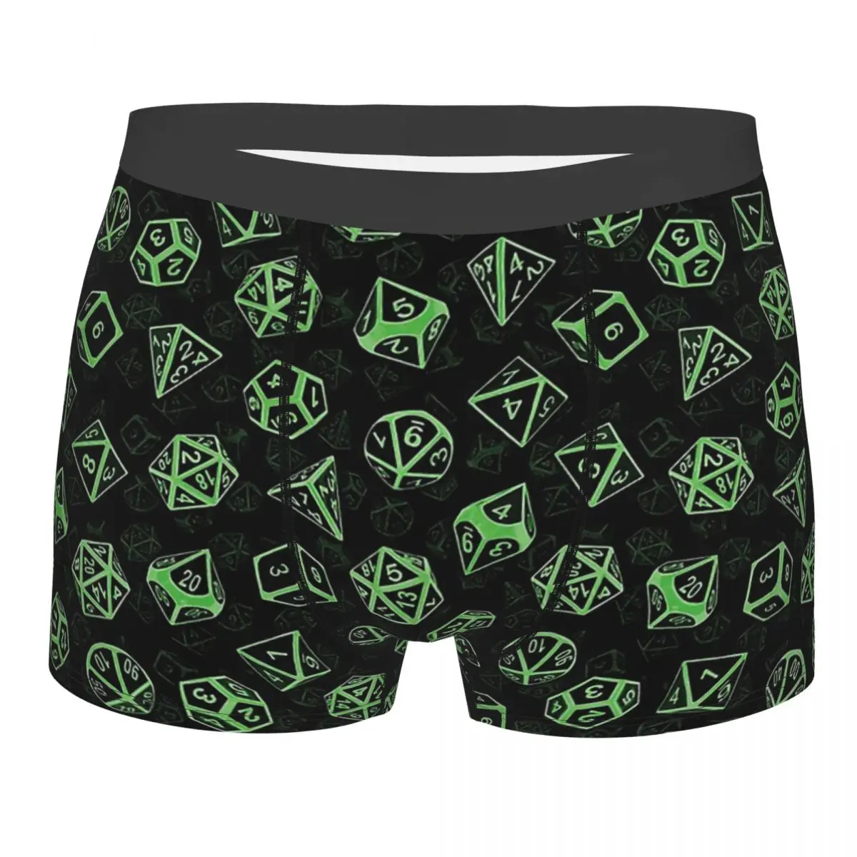 

D20 Dice Set Pattern Green DND Game Underpants Breathbale Panties Male Underwear Print Shorts Boxer Briefs