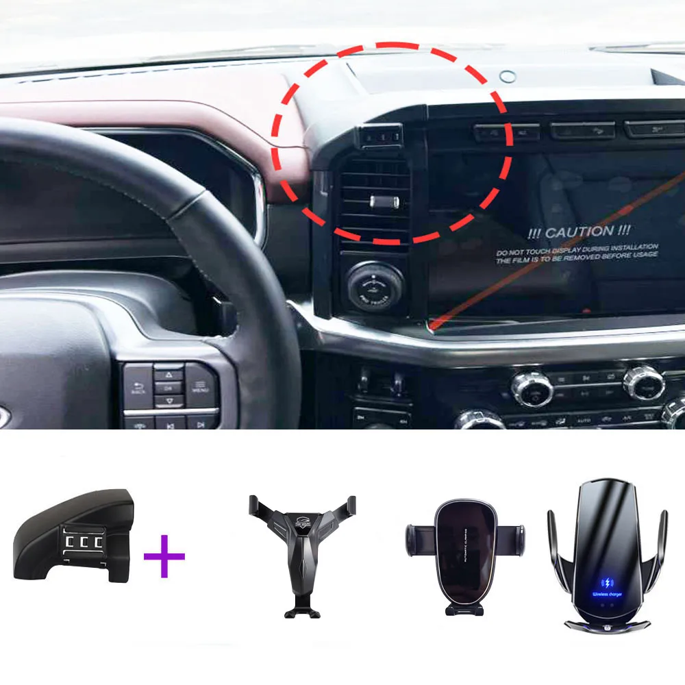 Автомобильный держатель для телефона Ford Raptor F150 2021 2022 2023 с фиксированным кронштейном, подставка, мобильное гравитационное соединение, беспроводное зарядное устройство
