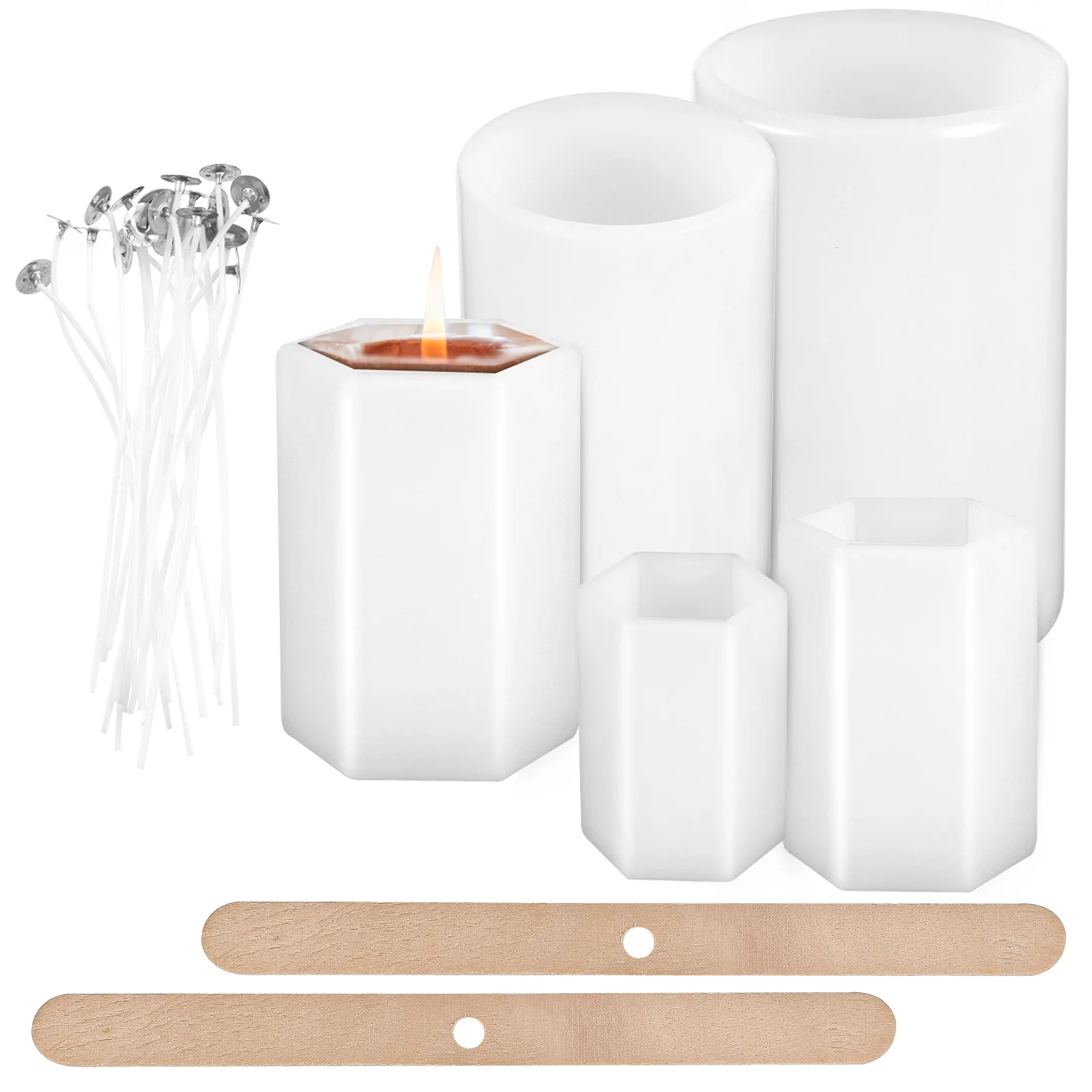 

1 Set Premium Diy Tools Silicone Molds with Wicks and Wick Holders